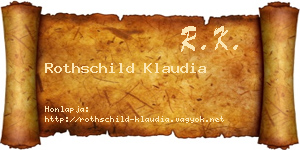 Rothschild Klaudia névjegykártya